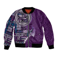 Samoan Siapo Art Tattoo Polynesian Pattern Bomber Jacket Purple Color LT03 Unisex Purple - Polynesian Pride