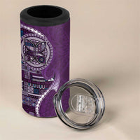 Samoan Siapo Art Tattoo Polynesian Pattern 4 in 1 Can Cooler Tumbler Purple Color - Polynesian Pride