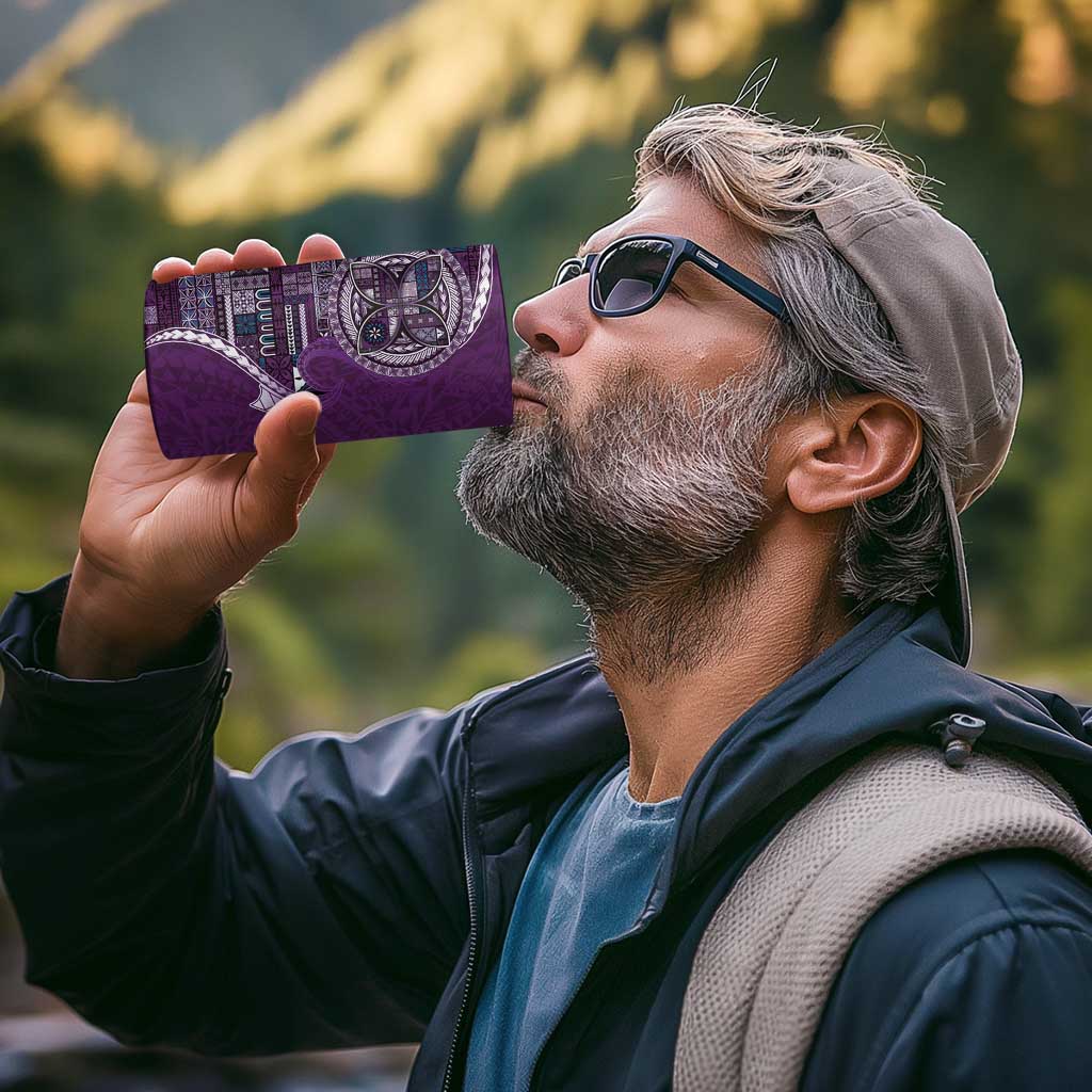 Samoan Siapo Art Tattoo Polynesian Pattern 4 in 1 Can Cooler Tumbler Purple Color - Polynesian Pride