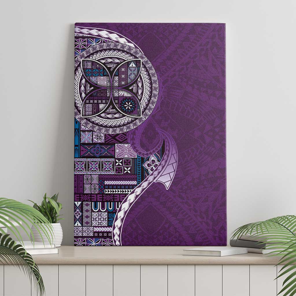 Samoan Siapo Art Tattoo Polynesian Pattern Canvas Wall Art Purple Color - Polynesian Pride