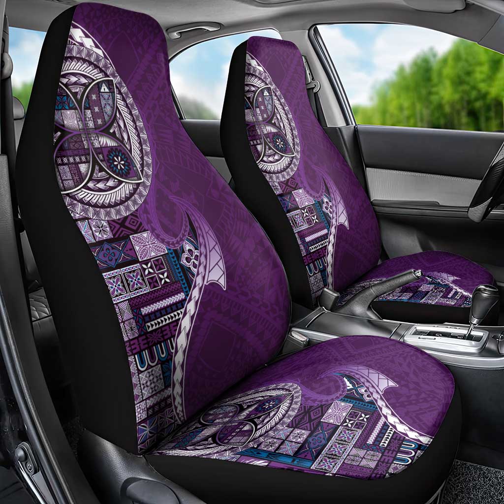 Samoan Siapo Art Tattoo Polynesian Pattern Car Seat Cover Purple Color - Polynesian Pride