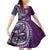 Samoan Siapo Art Tattoo Polynesian Pattern Family Matching Off Shoulder Short Dress and Hawaiian Shirt Purple Color - Polynesian Pride