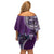 Samoan Siapo Art Tattoo Polynesian Pattern Family Matching Off Shoulder Short Dress and Hawaiian Shirt Purple Color - Polynesian Pride