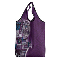 Samoan Siapo Art Tattoo Polynesian Pattern Grocery Bag Purple Color - Polynesian Pride