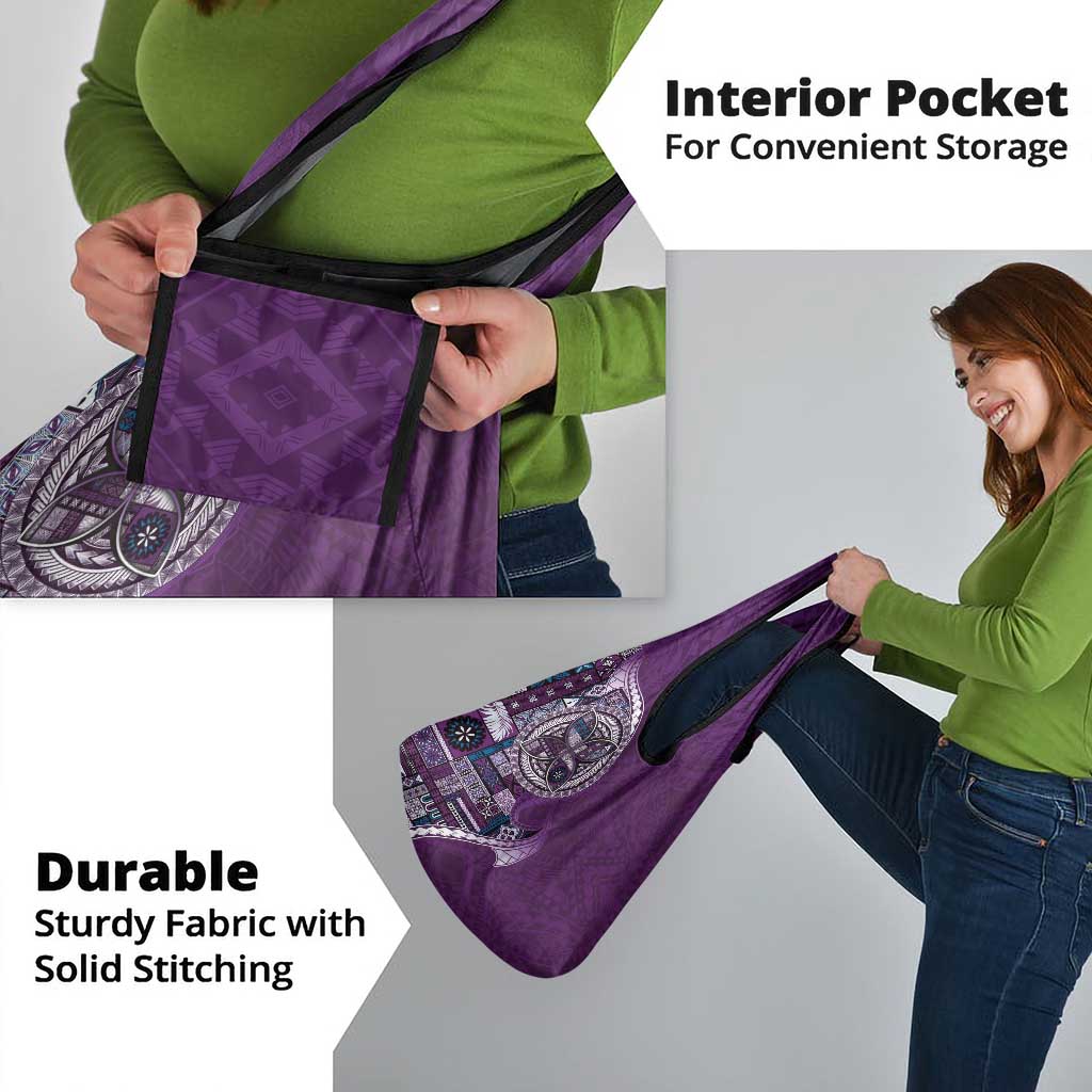 Samoan Siapo Art Tattoo Polynesian Pattern Grocery Bag Purple Color - Polynesian Pride