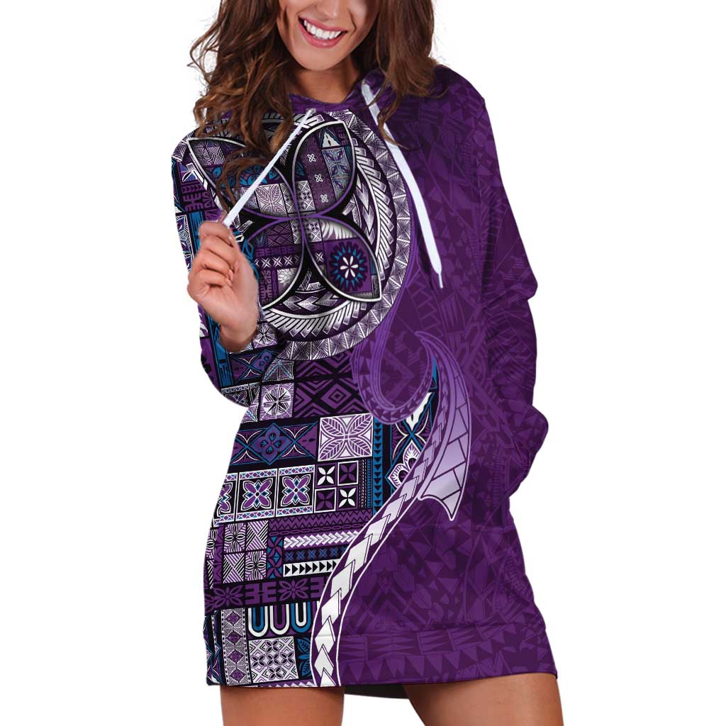 Samoan Siapo Art Tattoo Polynesian Pattern Hoodie Dress Purple Color - Polynesian Pride