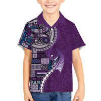 Samoan Siapo Art Tattoo Polynesian Pattern Kid Hawaiian Shirt Purple Color LT03 Kid Purple - Polynesian Pride