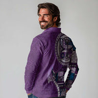 Samoan Siapo Art Tattoo Polynesian Pattern Long Sleeve Polo Shirt Purple Color LT03 - Polynesian Pride