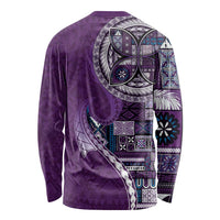 Samoan Siapo Art Tattoo Polynesian Pattern Long Sleeve Shirt Purple Color - Polynesian Pride