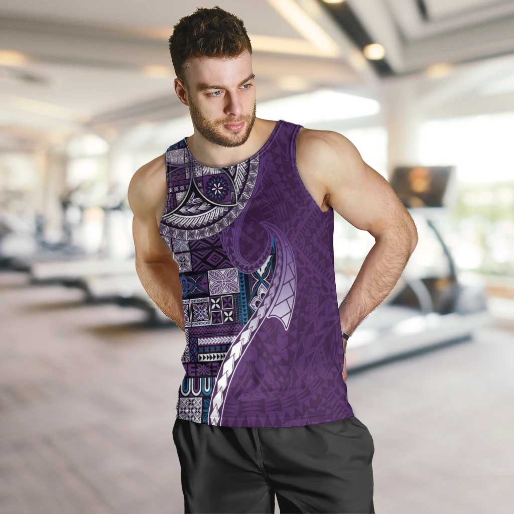 Samoan Siapo Art Tattoo Polynesian Pattern Men Tank Top Purple Color - Polynesian Pride