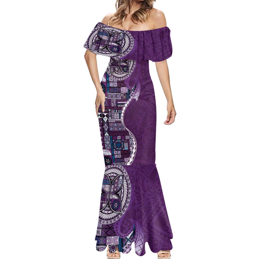 Samoan Siapo Art Tattoo Polynesian Pattern Mermaid Dress Purple Color - Polynesian Pride