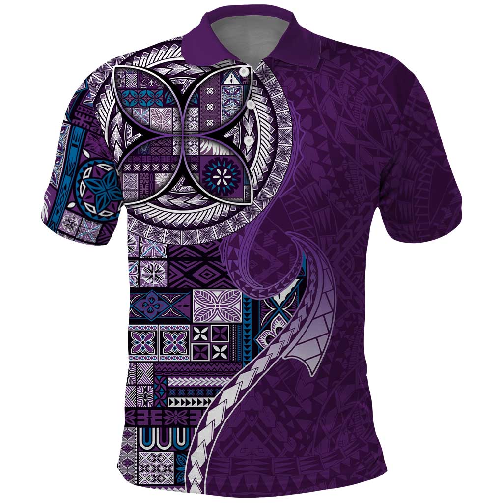 Samoan Siapo Art Tattoo Polynesian Pattern Polo Shirt Purple Color - Polynesian Pride
