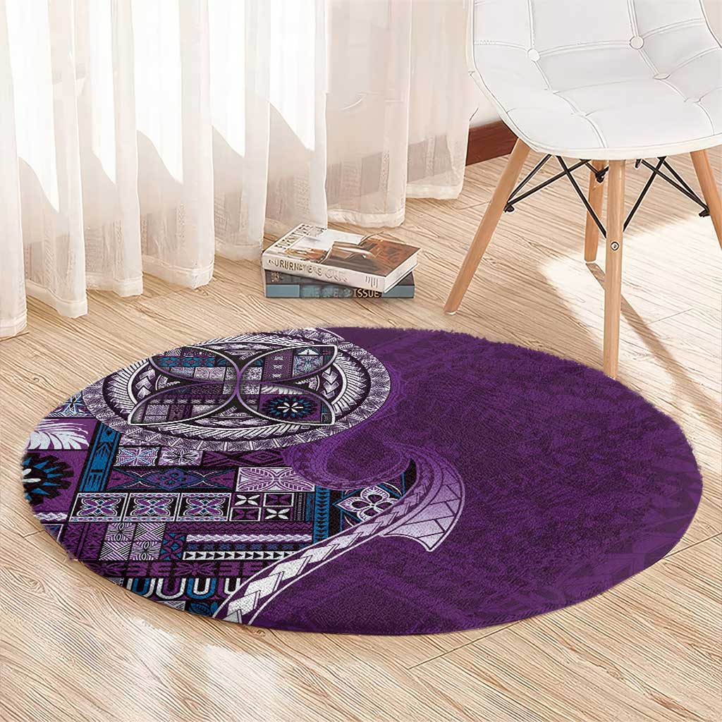 Samoan Siapo Art Tattoo Polynesian Pattern Round Carpet Purple Color - Polynesian Pride