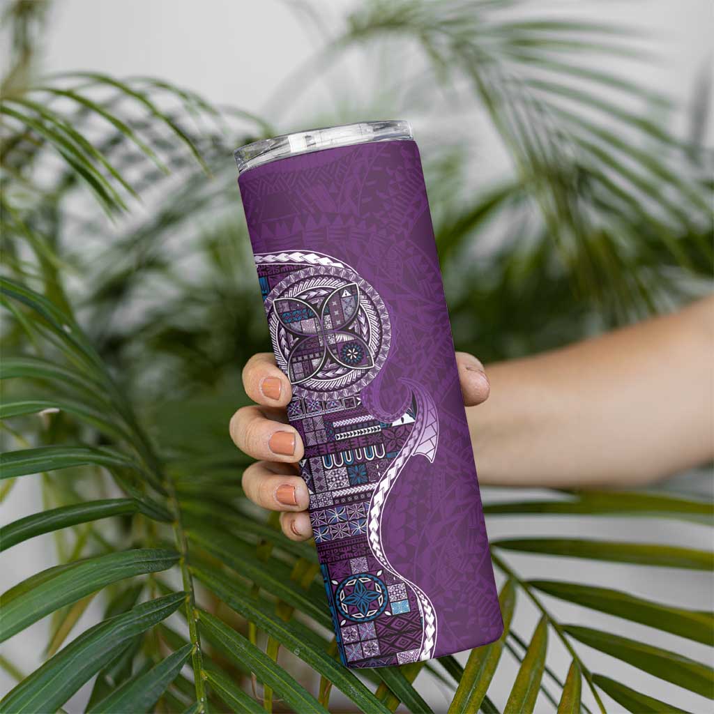 Samoan Siapo Art Tattoo Polynesian Pattern Skinny Tumbler Purple Color LT03 - Polynesian Pride