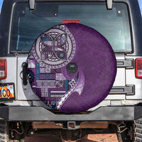 Samoan Siapo Art Tattoo Polynesian Pattern Spare Tire Cover Purple Color - Polynesian Pride