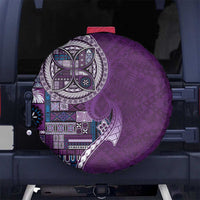 Samoan Siapo Art Tattoo Polynesian Pattern Spare Tire Cover Purple Color - Polynesian Pride