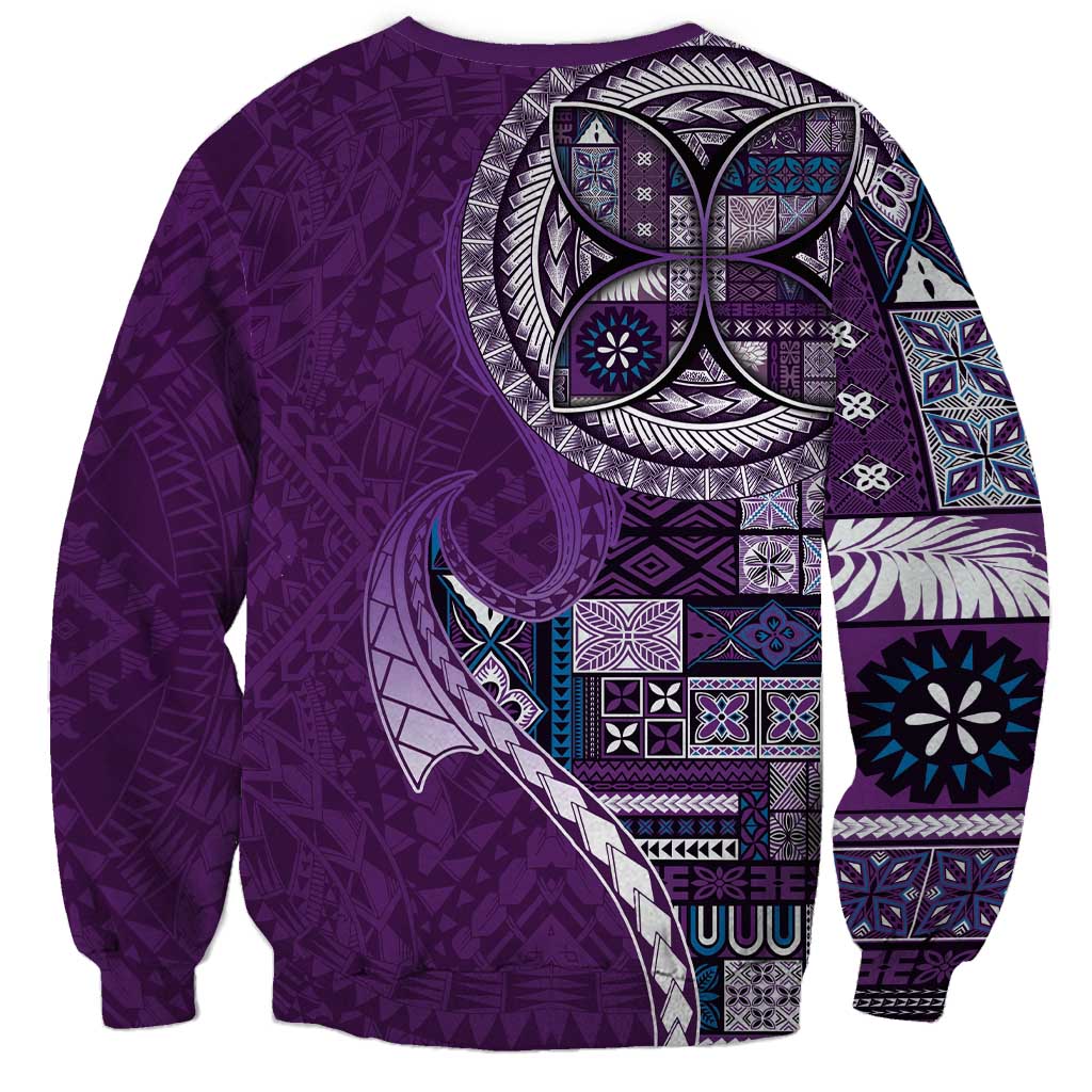 Samoan Siapo Art Tattoo Polynesian Pattern Sweatshirt Purple Color - Polynesian Pride