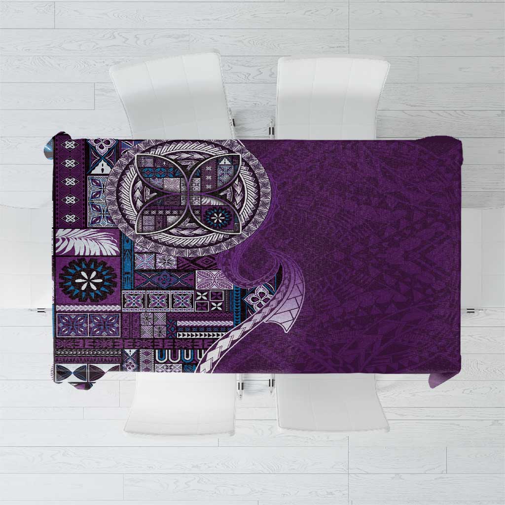 Samoan Siapo Art Tattoo Polynesian Pattern Tablecloth Purple Color - Polynesian Pride