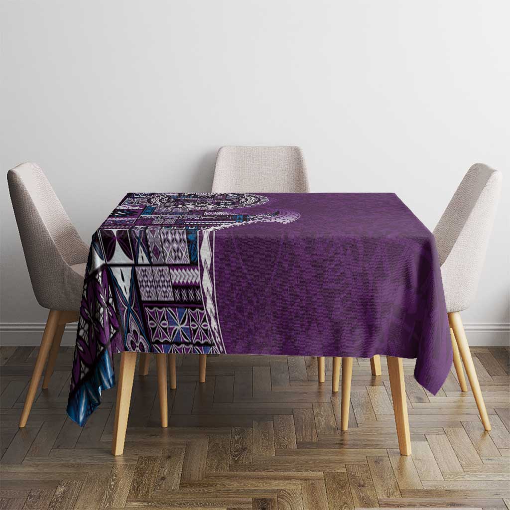 Samoan Siapo Art Tattoo Polynesian Pattern Tablecloth Purple Color - Polynesian Pride