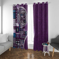Samoan Siapo Art Tattoo Polynesian Pattern Window Curtain Purple Color - Polynesian Pride