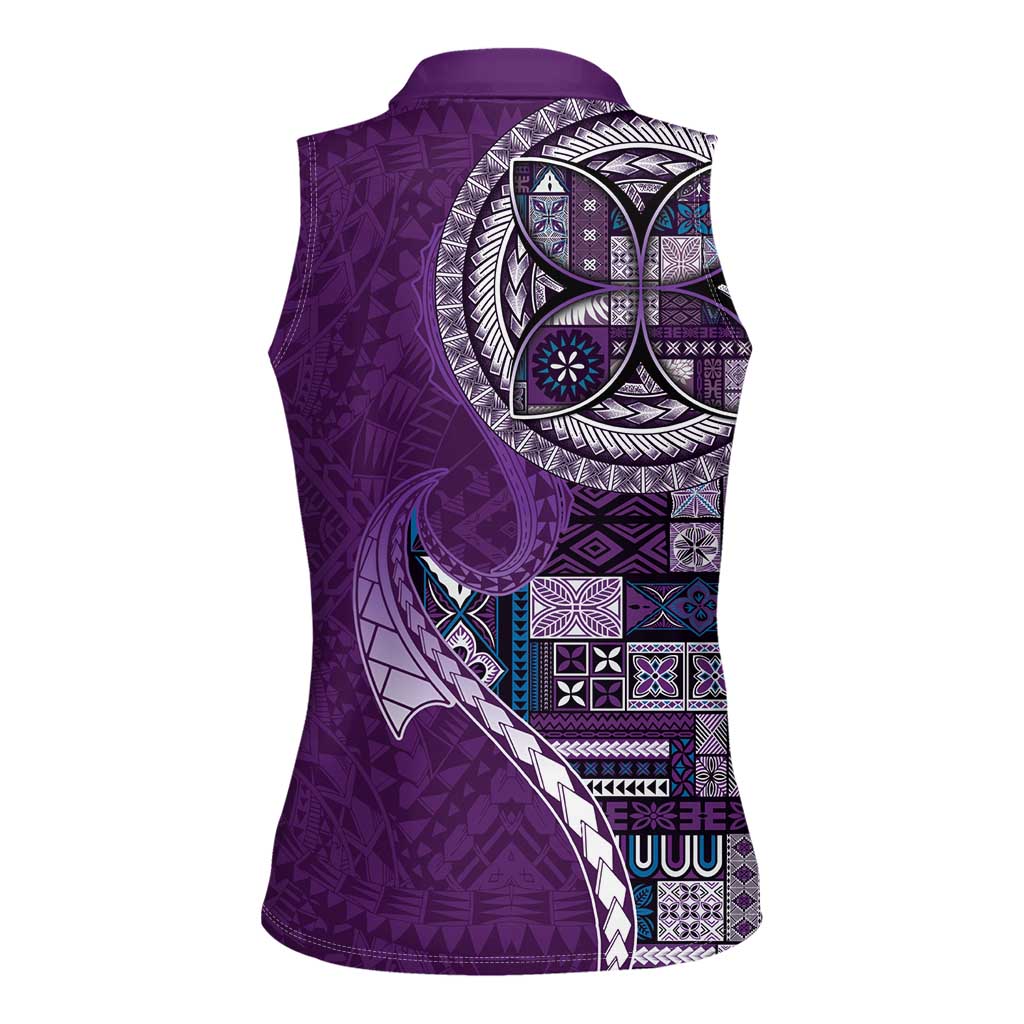 Samoan Siapo Art Tattoo Polynesian Pattern Women Sleeveless Polo Shirt Purple Color LT03 - Polynesian Pride