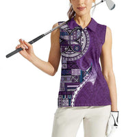 Samoan Siapo Art Tattoo Polynesian Pattern Women Sleeveless Polo Shirt Purple Color LT03 - Polynesian Pride