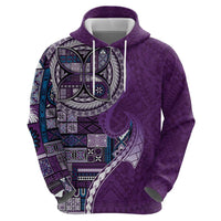 Samoan Siapo Art Tattoo Polynesian Pattern Zip Hoodie Purple Color - Polynesian Pride