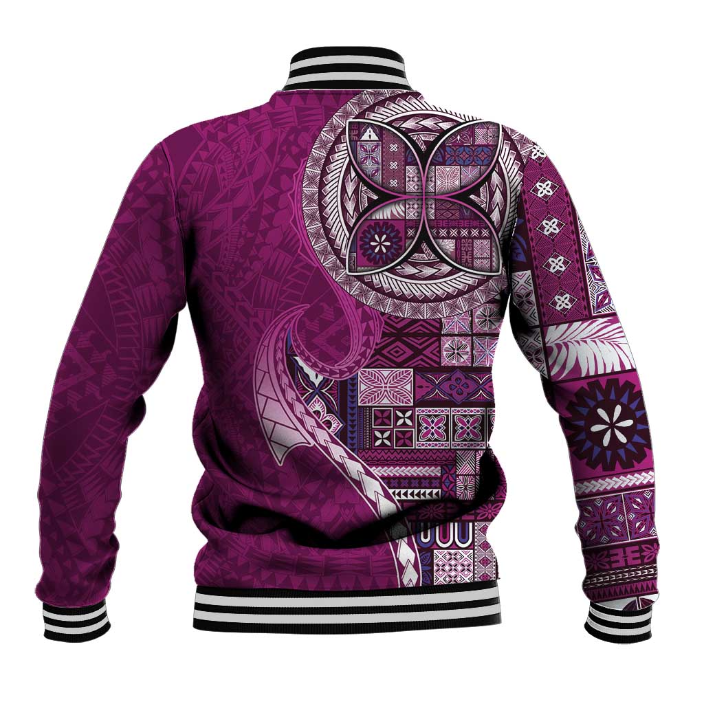 Samoan Siapo Art Tattoo Polynesian Pattern Baseball Jacket Pink Color LT03 - Polynesian Pride