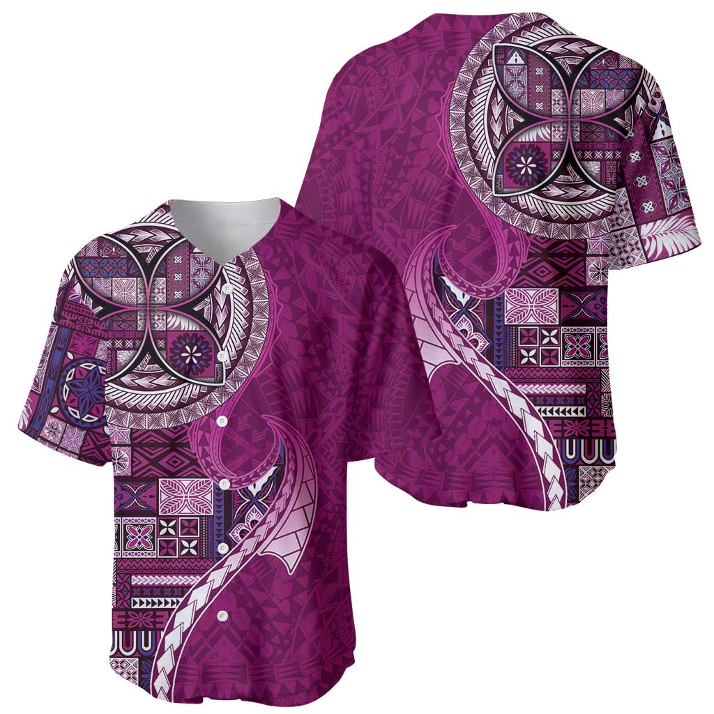 Samoan Siapo Art Tattoo Polynesian Pattern Baseball Jersey Pink Color - Polynesian Pride