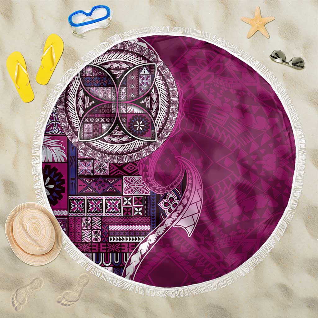 Samoan Siapo Art Tattoo Polynesian Pattern Beach Blanket Pink Color - Polynesian Pride