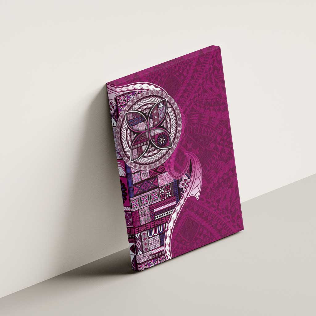 Samoan Siapo Art Tattoo Polynesian Pattern Canvas Wall Art Pink Color - Polynesian Pride