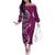 Samoan Siapo Art Tattoo Polynesian Pattern Family Matching Off The Shoulder Long Sleeve Dress and Hawaiian Shirt Pink Color - Polynesian Pride