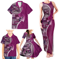Samoan Siapo Art Tattoo Polynesian Pattern Family Matching Tank Maxi Dress and Hawaiian Shirt Pink Color - Polynesian Pride