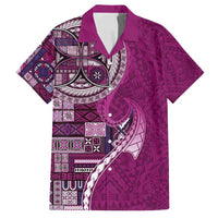 Samoan Siapo Art Tattoo Polynesian Pattern Family Matching Tank Maxi Dress and Hawaiian Shirt Pink Color - Polynesian Pride