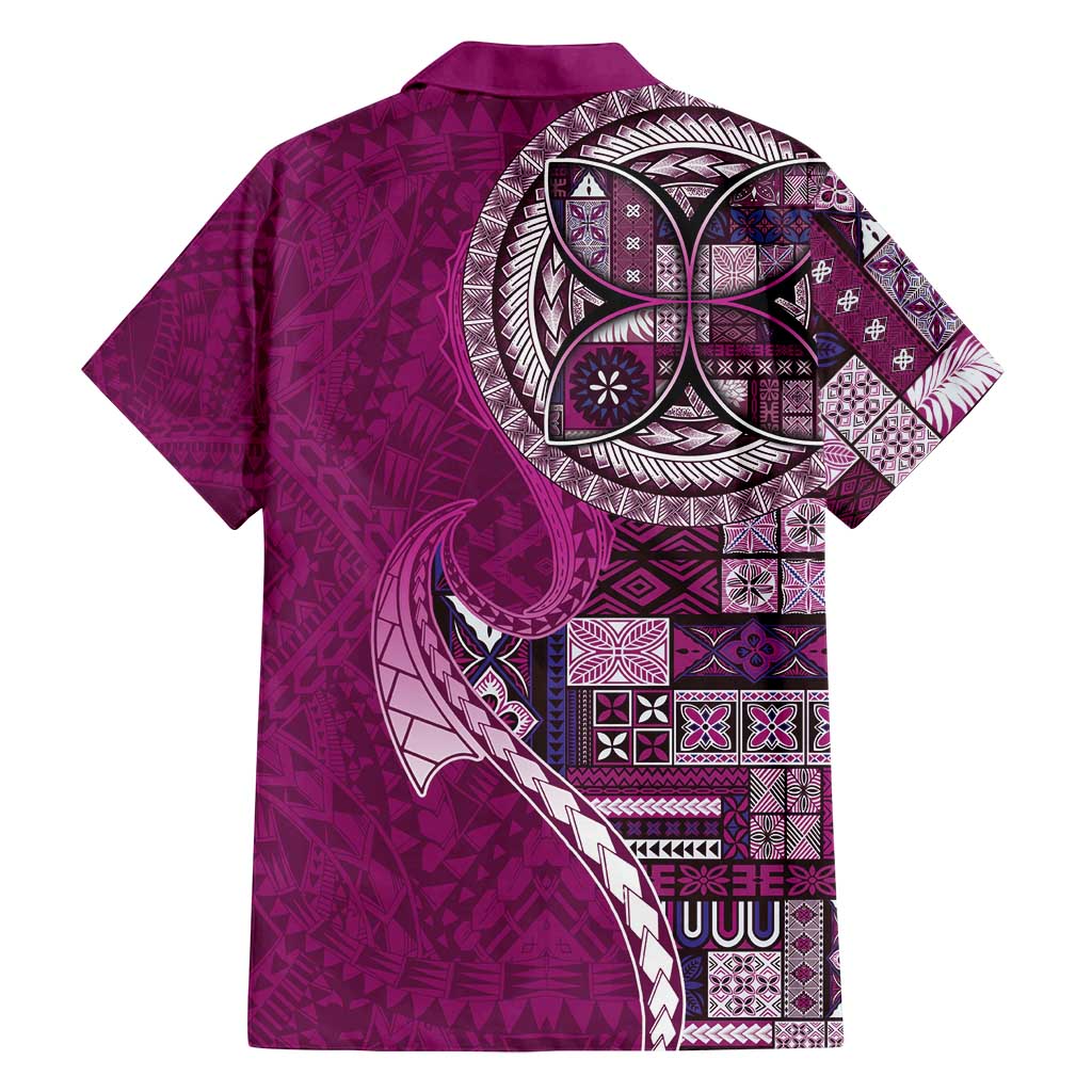 Samoan Siapo Art Tattoo Polynesian Pattern Family Matching Tank Maxi Dress and Hawaiian Shirt Pink Color - Polynesian Pride