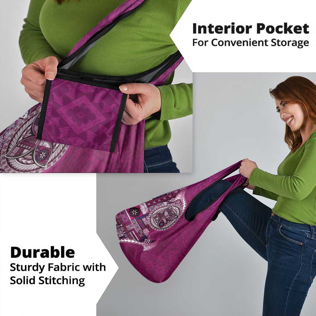 Samoan Siapo Art Tattoo Polynesian Pattern Grocery Bag Pink Color - Polynesian Pride