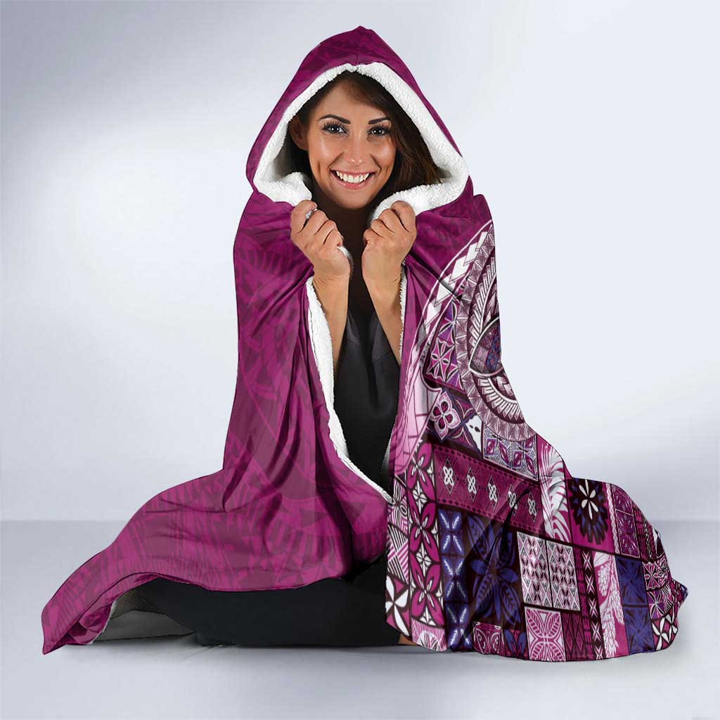 Samoan Siapo Art Tattoo Polynesian Pattern Hooded Blanket Pink Color - Polynesian Pride