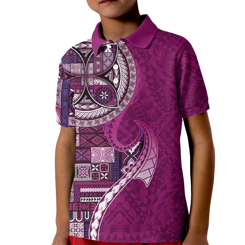 Samoan Siapo Art Tattoo Polynesian Pattern Kid Polo Shirt Pink Color LT03 Kid Pink - Polynesian Pride
