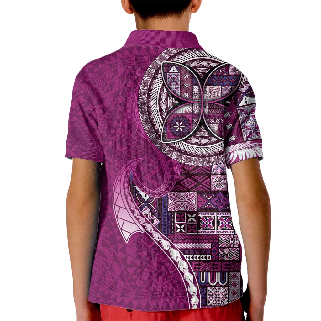 Samoan Siapo Art Tattoo Polynesian Pattern Kid Polo Shirt Pink Color LT03 - Polynesian Pride