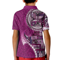 Samoan Siapo Art Tattoo Polynesian Pattern Kid Polo Shirt Pink Color LT03 - Polynesian Pride