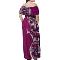 Samoan Siapo Art Tattoo Polynesian Pattern Off Shoulder Maxi Dress Pink Color - Polynesian Pride