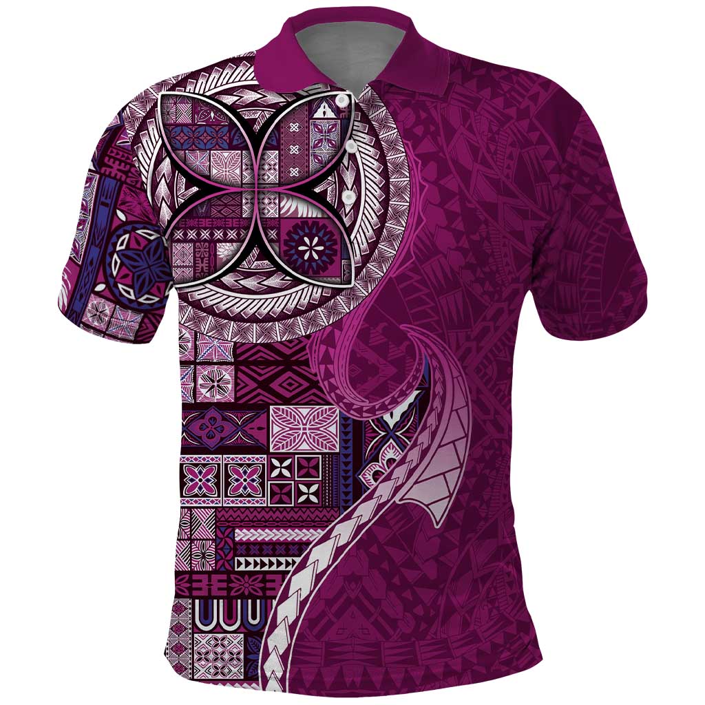 Samoan Siapo Art Tattoo Polynesian Pattern Polo Shirt Pink Color - Polynesian Pride