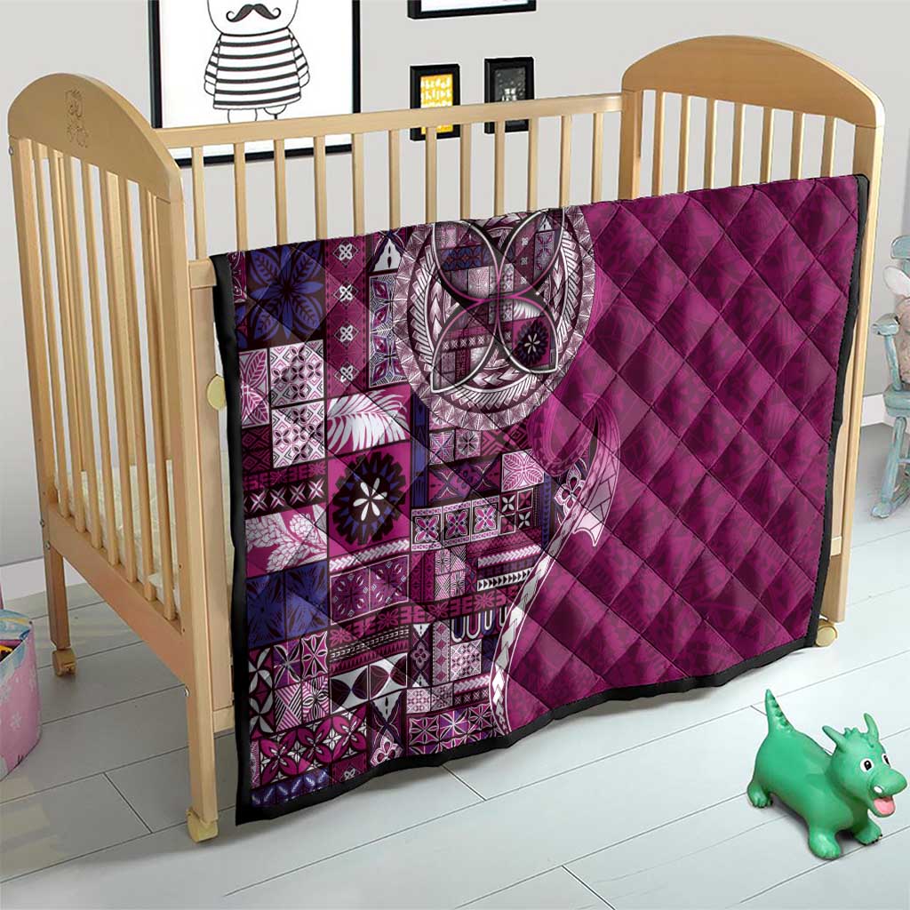 Samoan Siapo Art Tattoo Polynesian Pattern Quilt Pink Color - Polynesian Pride
