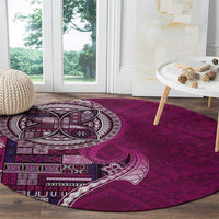 Samoan Siapo Art Tattoo Polynesian Pattern Round Carpet Pink Color - Polynesian Pride