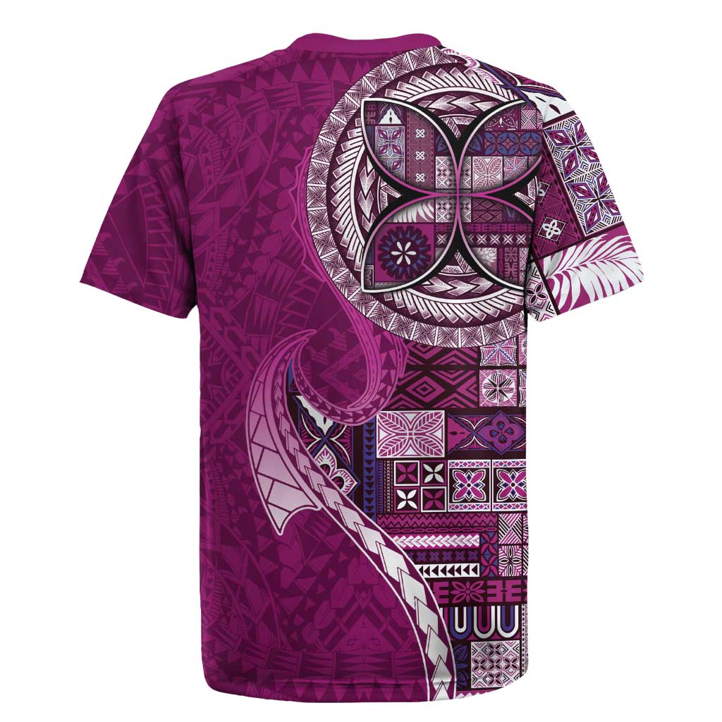 Samoan Siapo Art Tattoo Polynesian Pattern Rugby Jersey Pink Color - Polynesian Pride