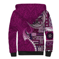 Samoan Siapo Art Tattoo Polynesian Pattern Sherpa Hoodie Pink Color - Polynesian Pride