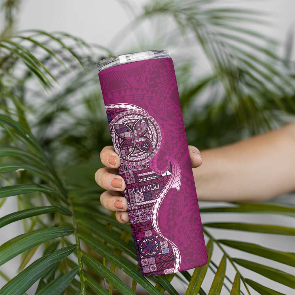 Samoan Siapo Art Tattoo Polynesian Pattern Skinny Tumbler Pink Color LT03 - Polynesian Pride
