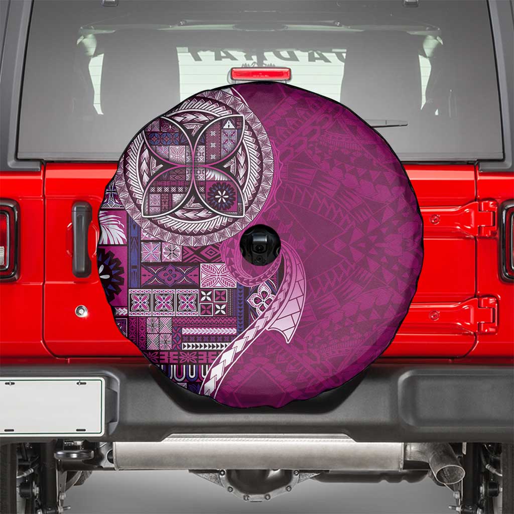 Samoan Siapo Art Tattoo Polynesian Pattern Spare Tire Cover Pink Color - Polynesian Pride