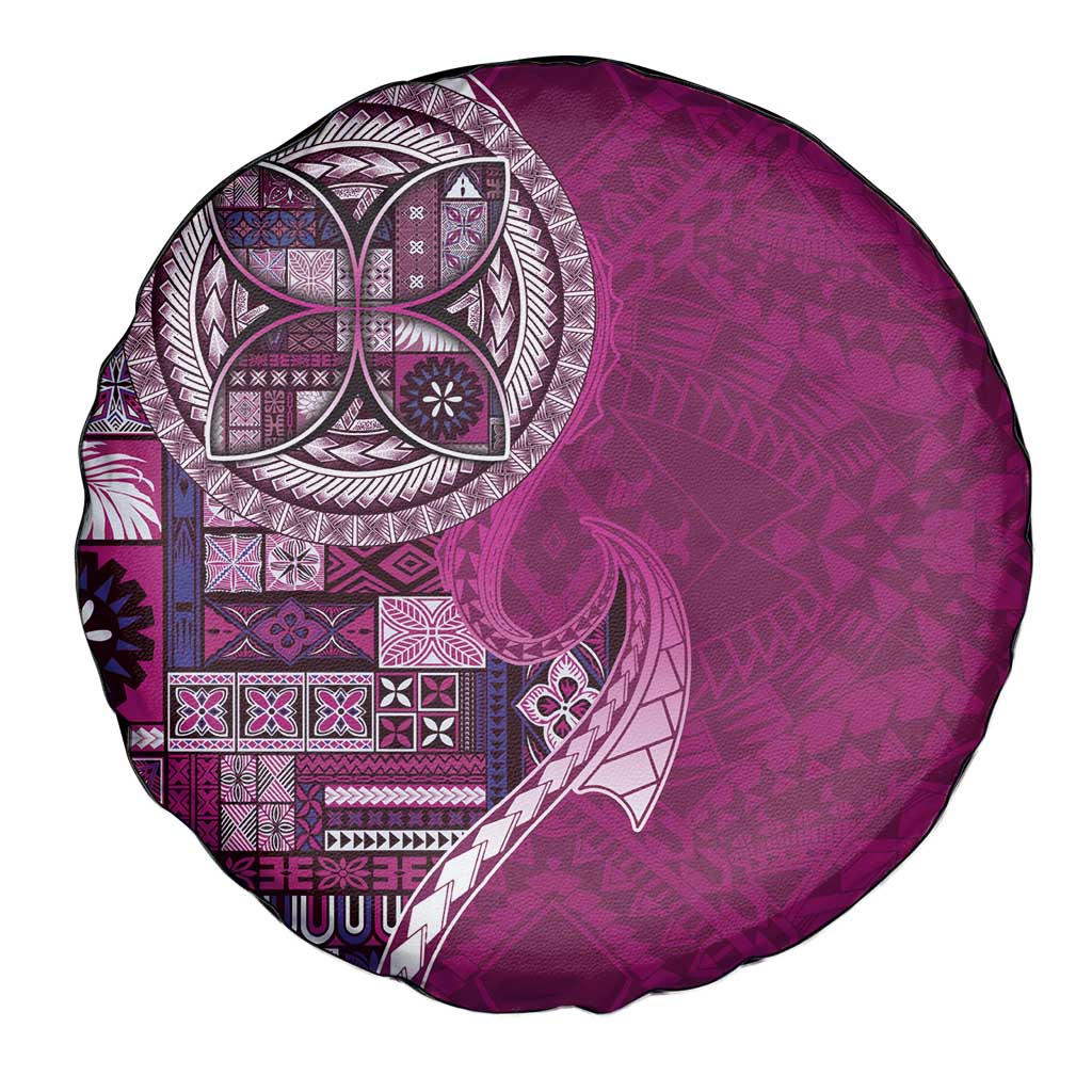 Samoan Siapo Art Tattoo Polynesian Pattern Spare Tire Cover Pink Color - Polynesian Pride