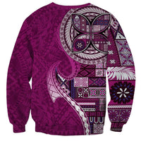 Samoan Siapo Art Tattoo Polynesian Pattern Sweatshirt Pink Color - Polynesian Pride